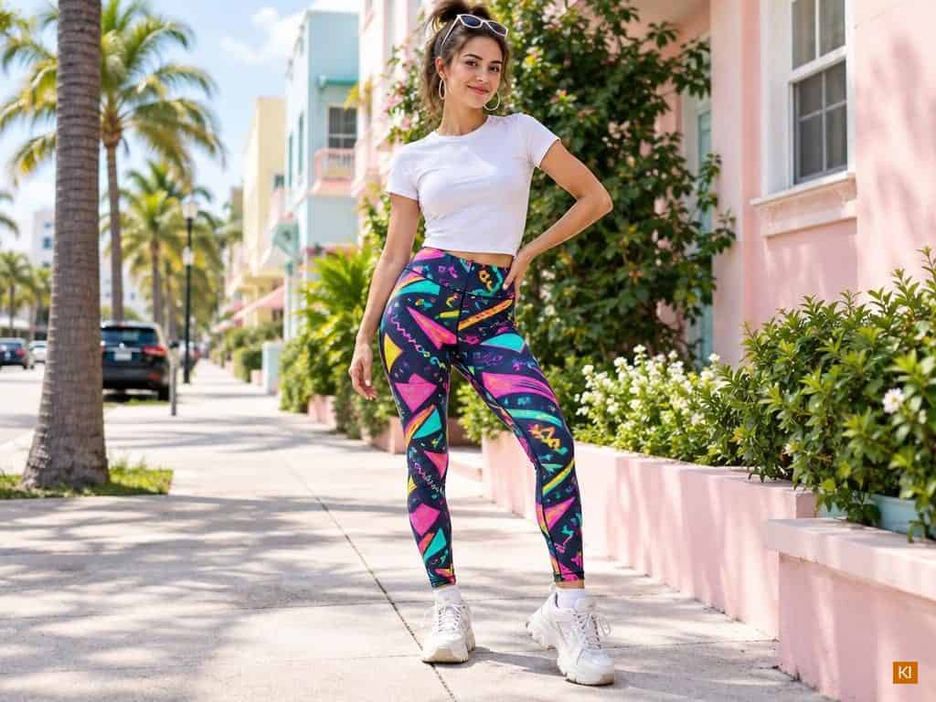 Neon Leggings Aerobic Neon Leggings Aerobic 80er Mode