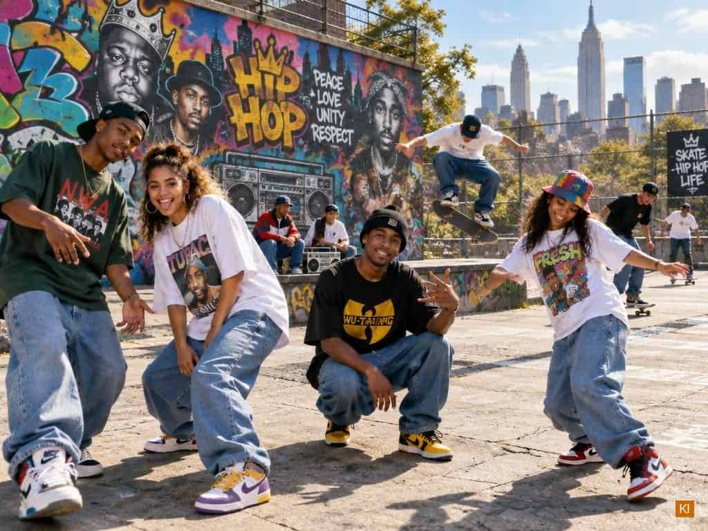 Hip-Hop Mode und Skater Style der 90er Jahre Baggy Jeans Hip-Hop Mode und Skater Style der 90er Jahre Baggy Jeans