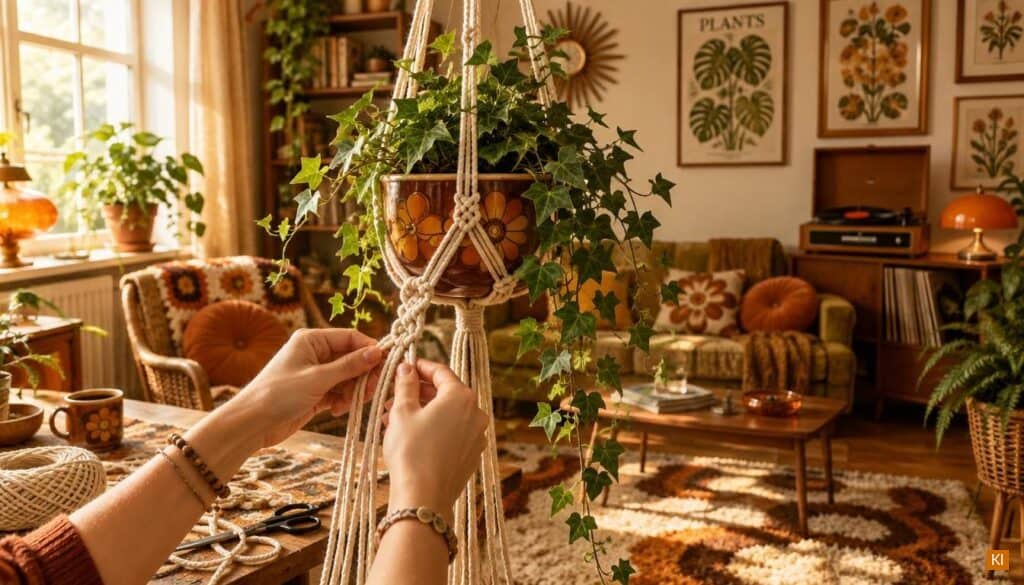 Makramee knüpfen DIY für Blumenampel selber machen Makramee knüpfen DIY für Blumenampel selber machen