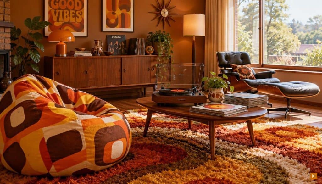 Sitzsack Wohnstil im Retro-Wohnzimmer Sitzsack Wohnstil im Retro-Wohnzimmer