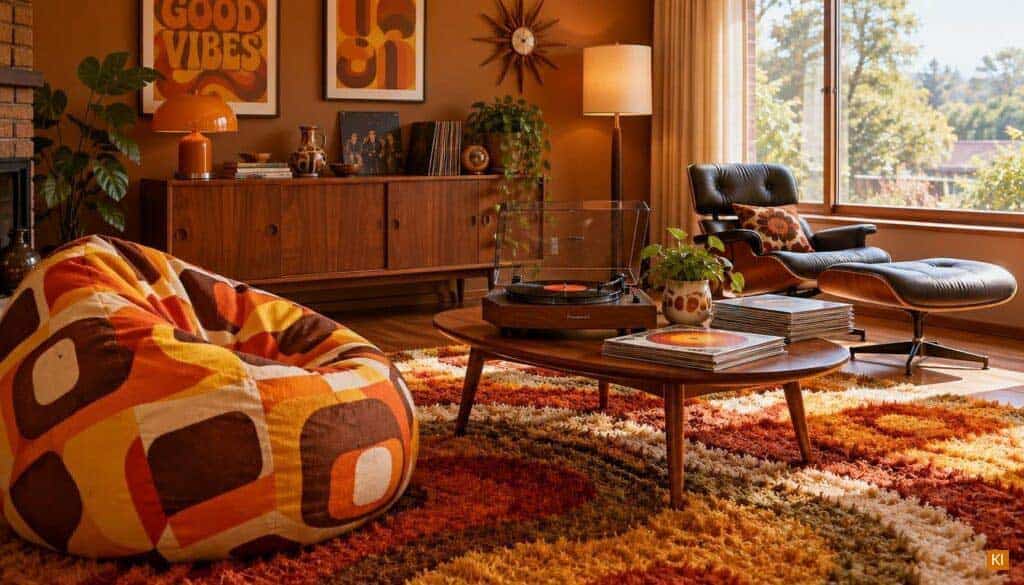 Sitzsack Wohnstil im Retro-Wohnzimmer Sitzsack Wohnstil im Retro-Wohnzimmer