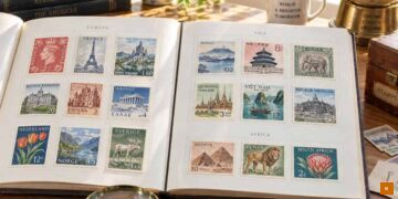 Alte Briefmarken sammeln im Vintage Album