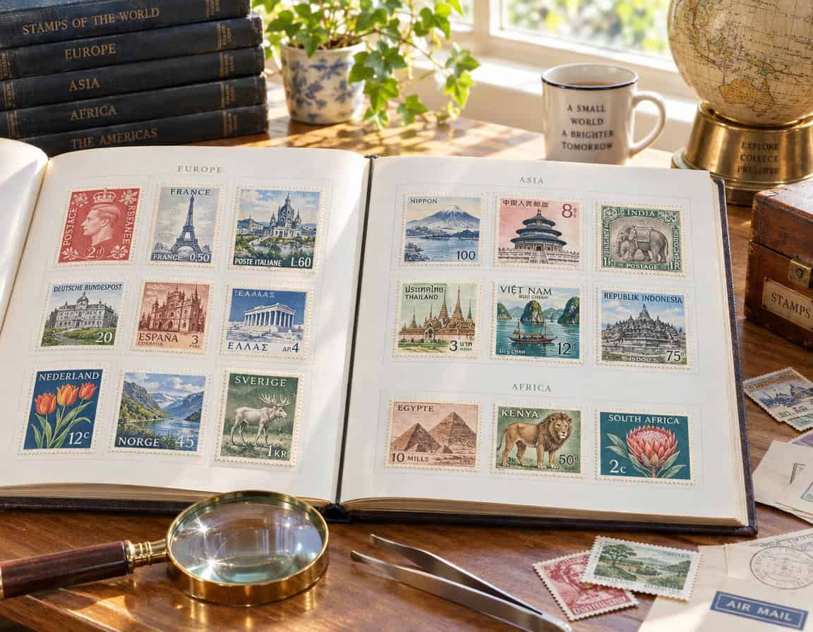 Alte Briefmarken sammeln im Vintage Album